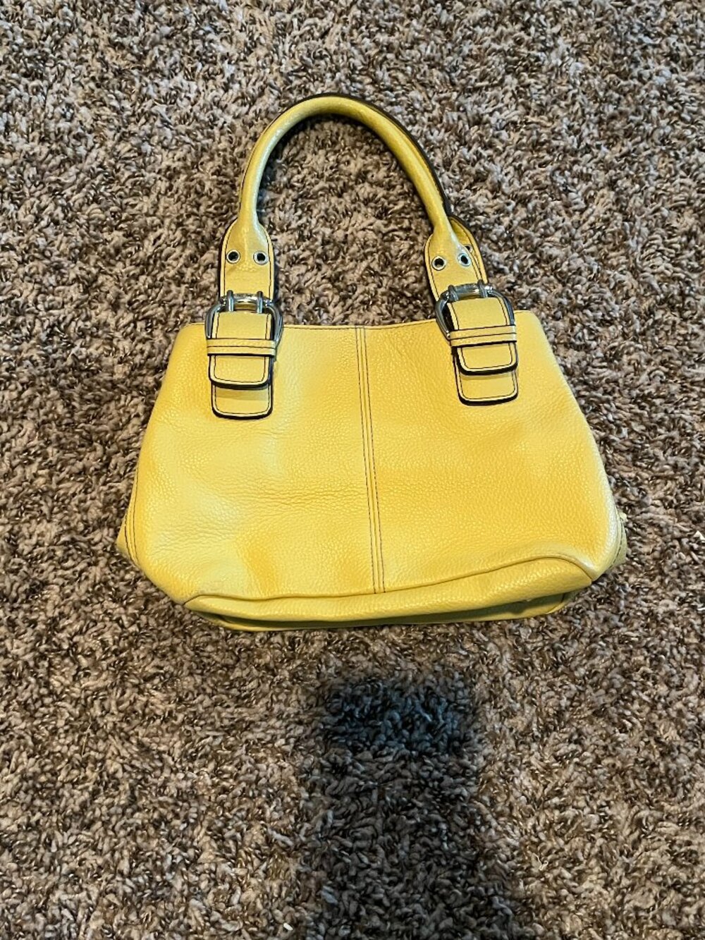 Vintage Y2K Tignanello Yellow Genuine Leather Satchel Handbag